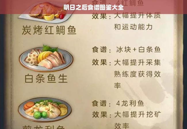 明日之后食谱图鉴大全